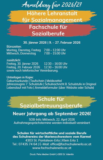 Anmeldungen für das Schuljahr 2026/27